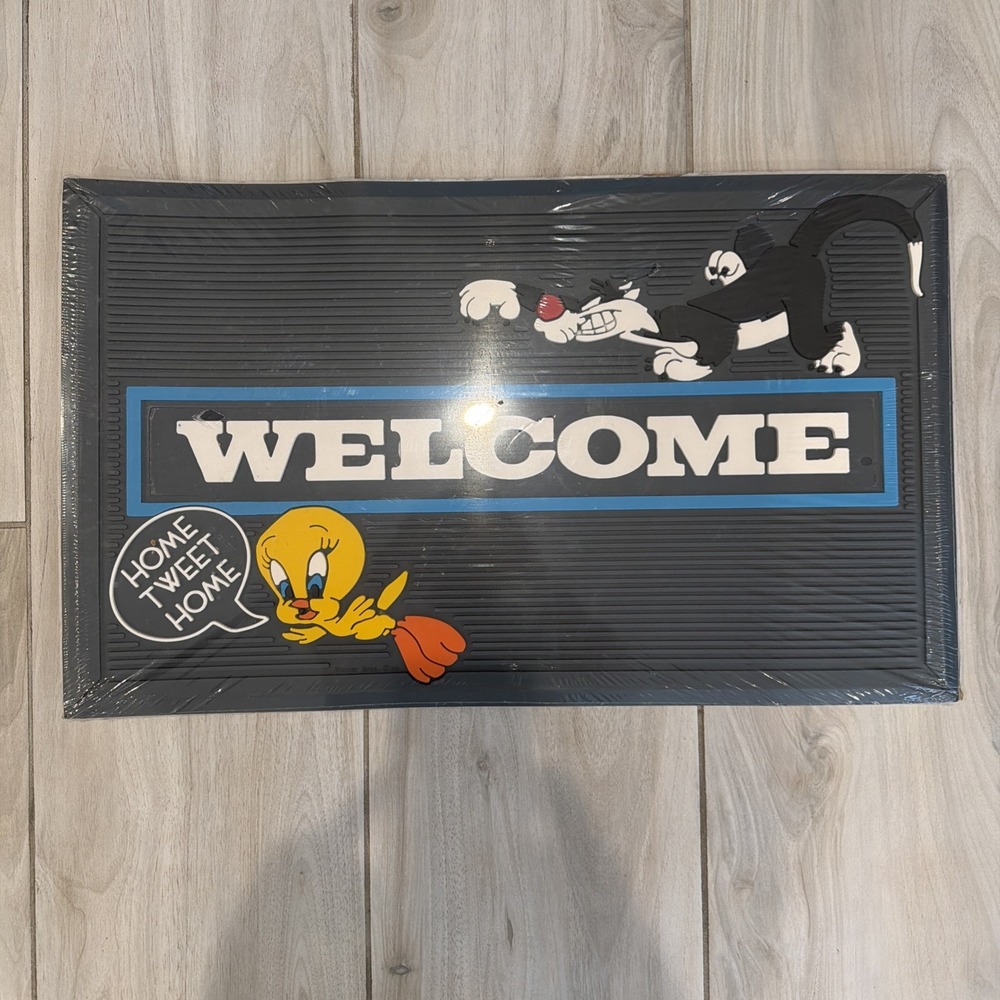 Vintage Sylvester & Tweety Bird WELCOME Door Mat Warner bros. 1993 Rubber New